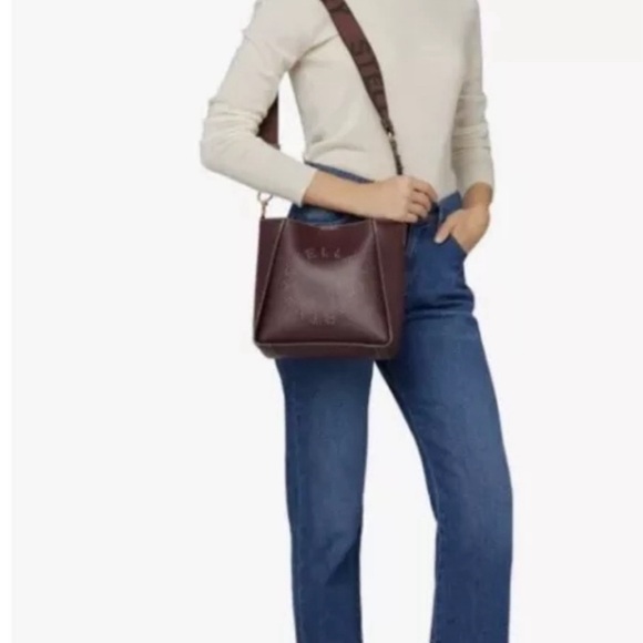 Stella McCartney mini crossbody logo studded bag. Burgundy - Picture 2 of 14